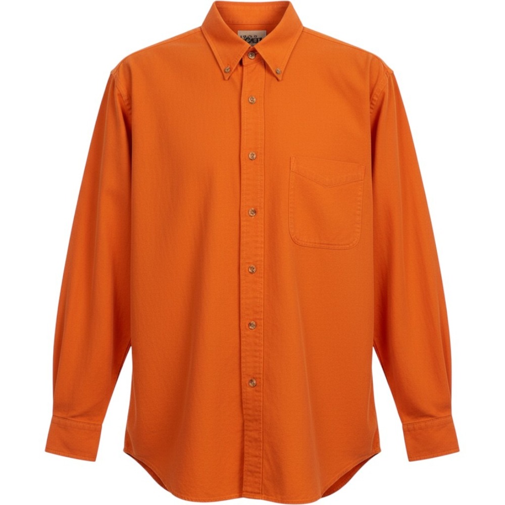 1250 North Mens Large Orange Cotton Twill Button Down Long Sleeve Shirt